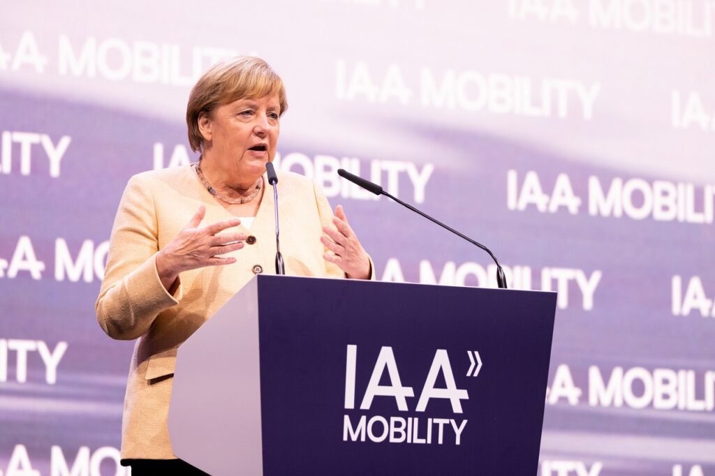 Angela Merkel, le 7 septembre 2021, à l'IAA de Munich.