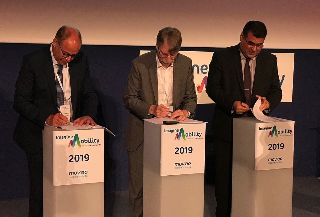 Philippe Martin, président de l’ARIA Normandie, Rémi Bastien, président de Mov’eo, Salah Obeida, président du RAVI, le 4 juin 2019 pour la signature de l'accord.